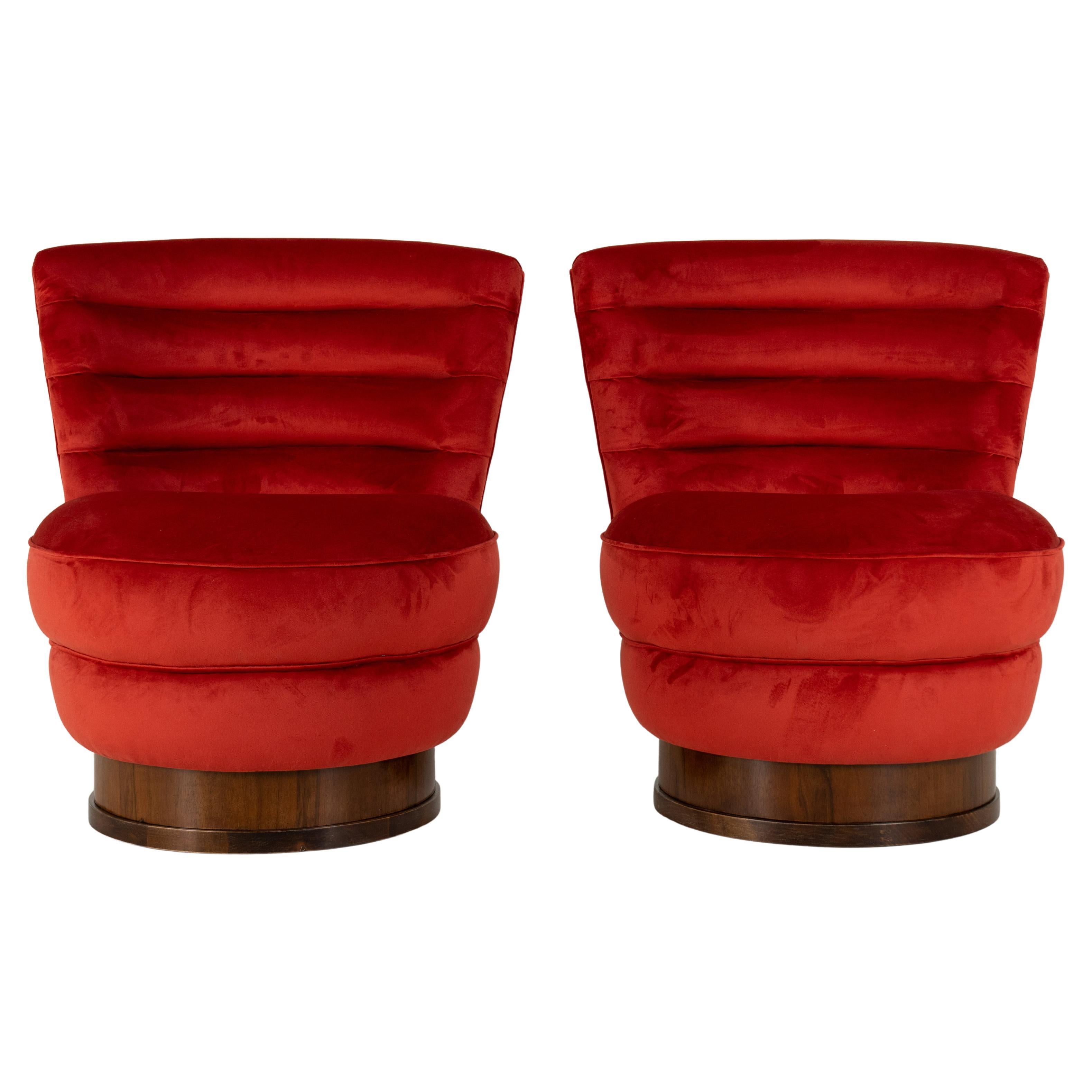 A Pair of Art Deco Slipper Chairs For Sale
