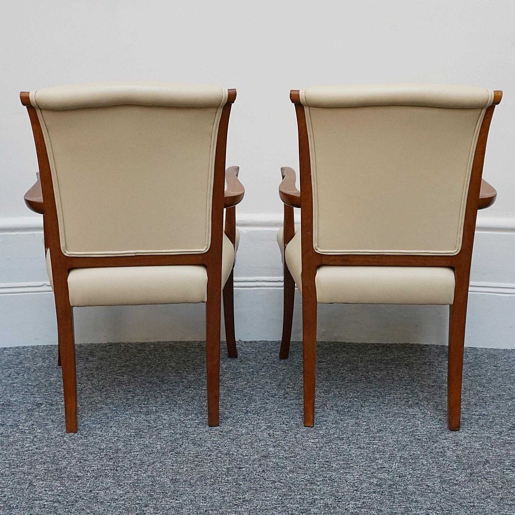 A Pair of Art Deco Solid Walnut Side Chairs For Sale 5