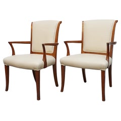 A Pair of Art Deco Solid Walnut Side Chairs