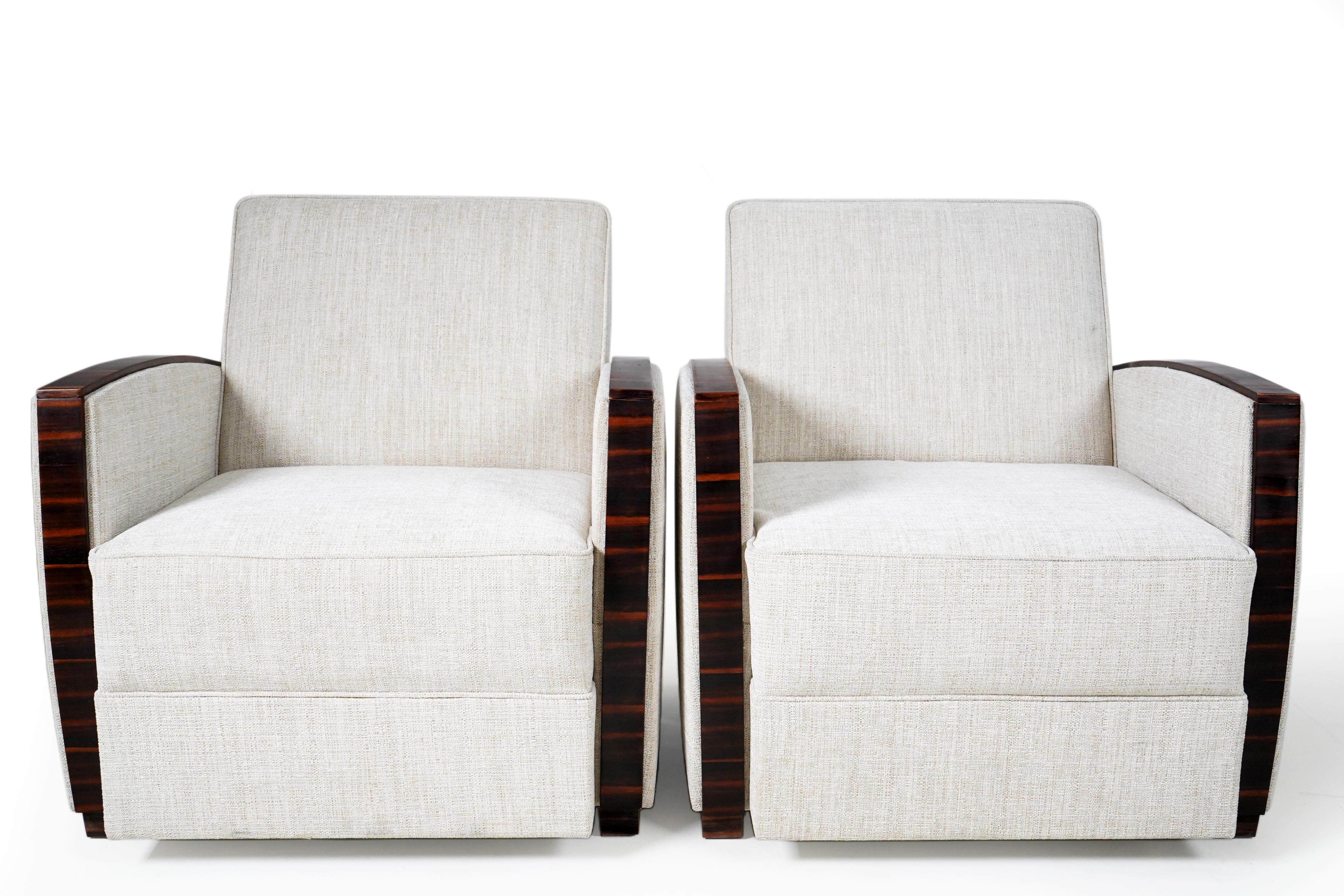 Hungarian Pair of Art Deco Style Armchairs For Sale