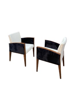 Pareja de sillones de estilo Art Déco  Retapizado en tejido Boucle Blanco