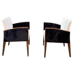 A Pair of Art Deco Style Armchairs  Reupholsterd in White Boucle Fabric
