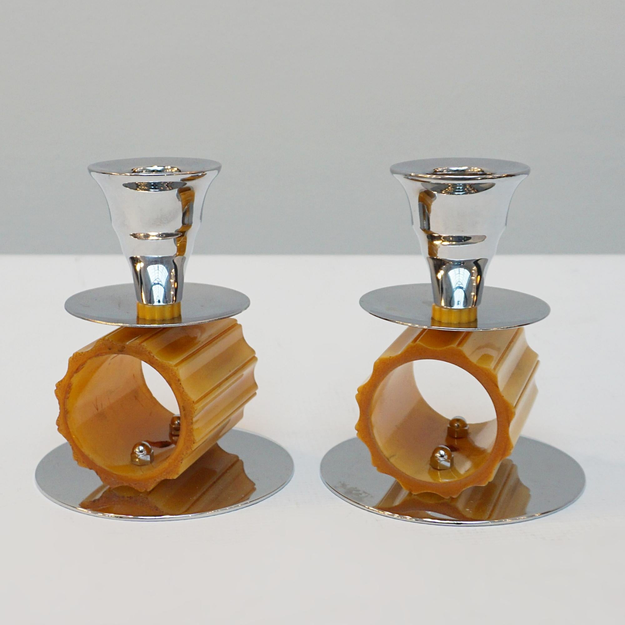 A Pair of Art Deco Style Bakelite Candlesticks In Excellent Condition In Forest Row, East Sussex
