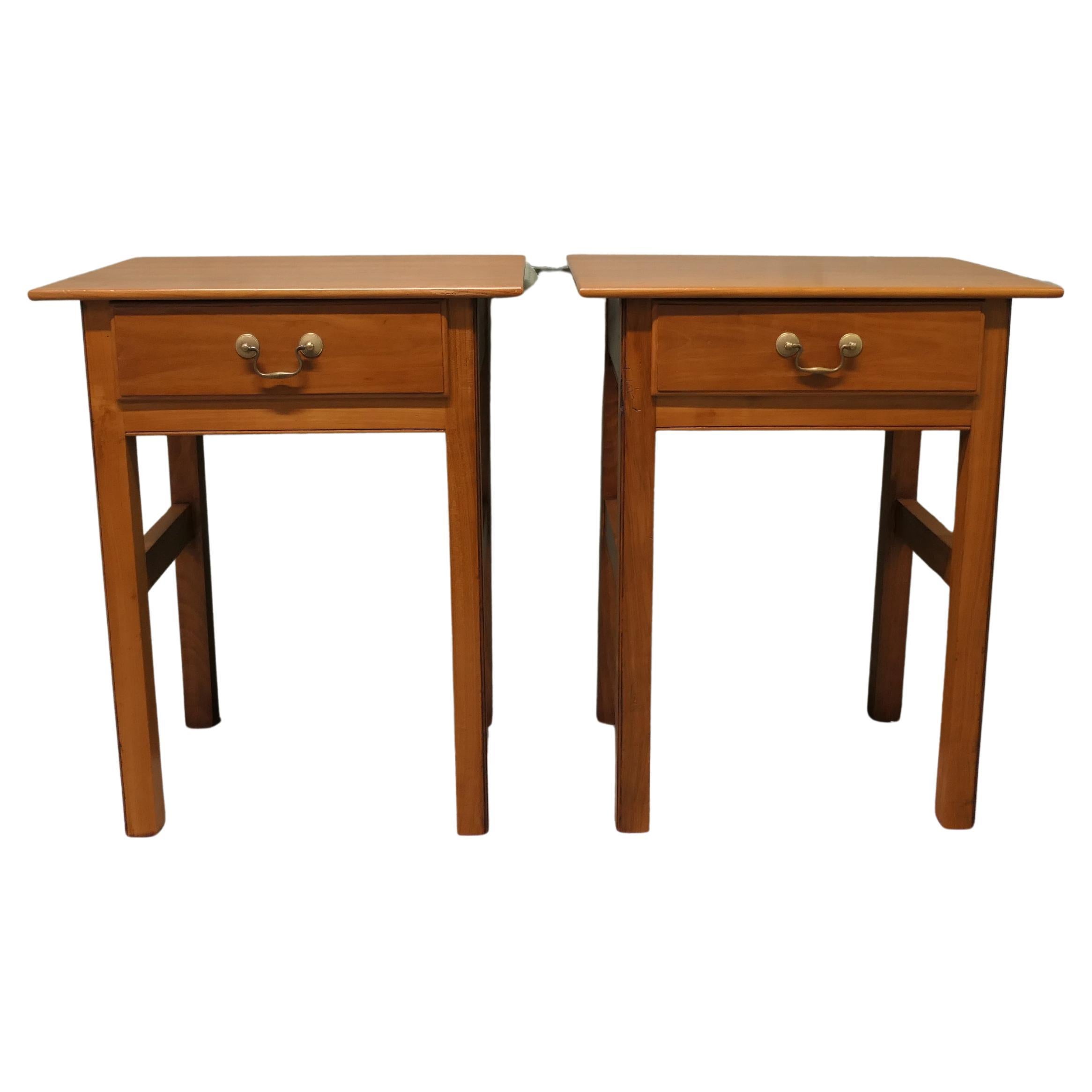 Pair of Art Deco Cherry Wood Side Tables, Mid-Century Modern, 1960
