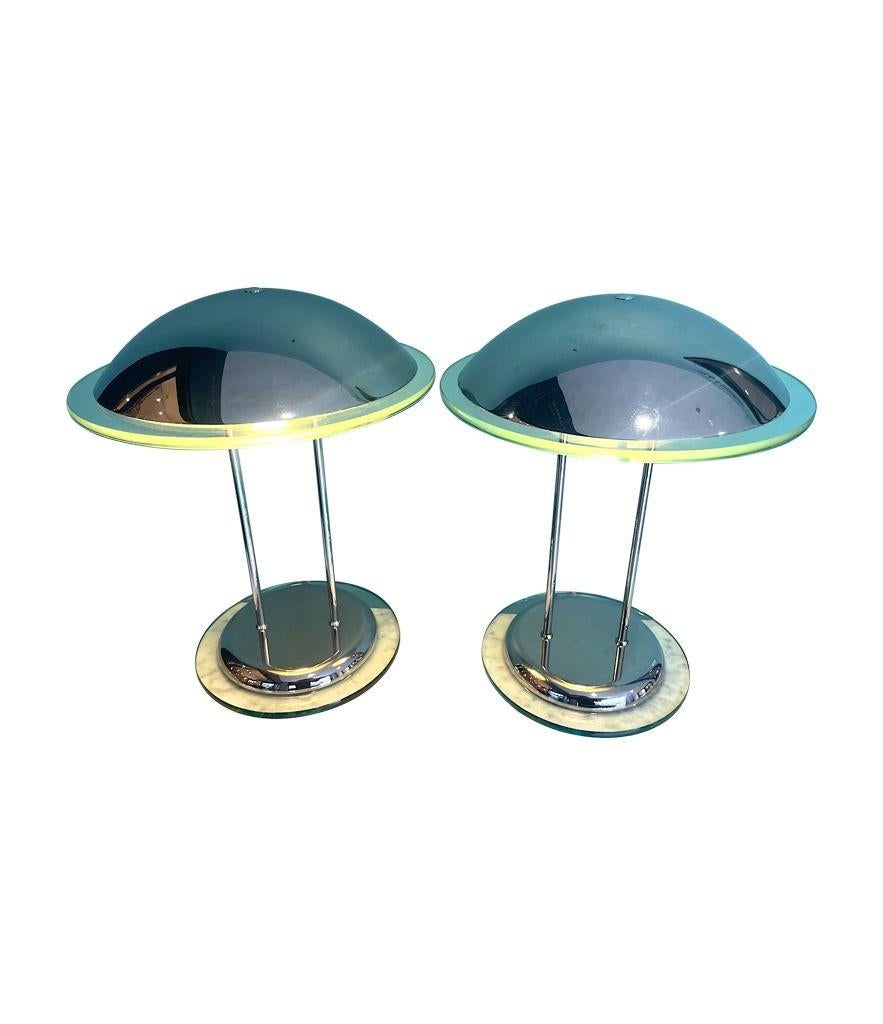 Pair of Art Deco Style Chrome and Glass Lamps by Herda For Sale 9