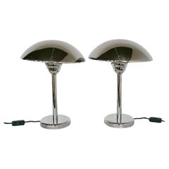 A Pair of Art Deco Style Chromed Dome Table Lamps