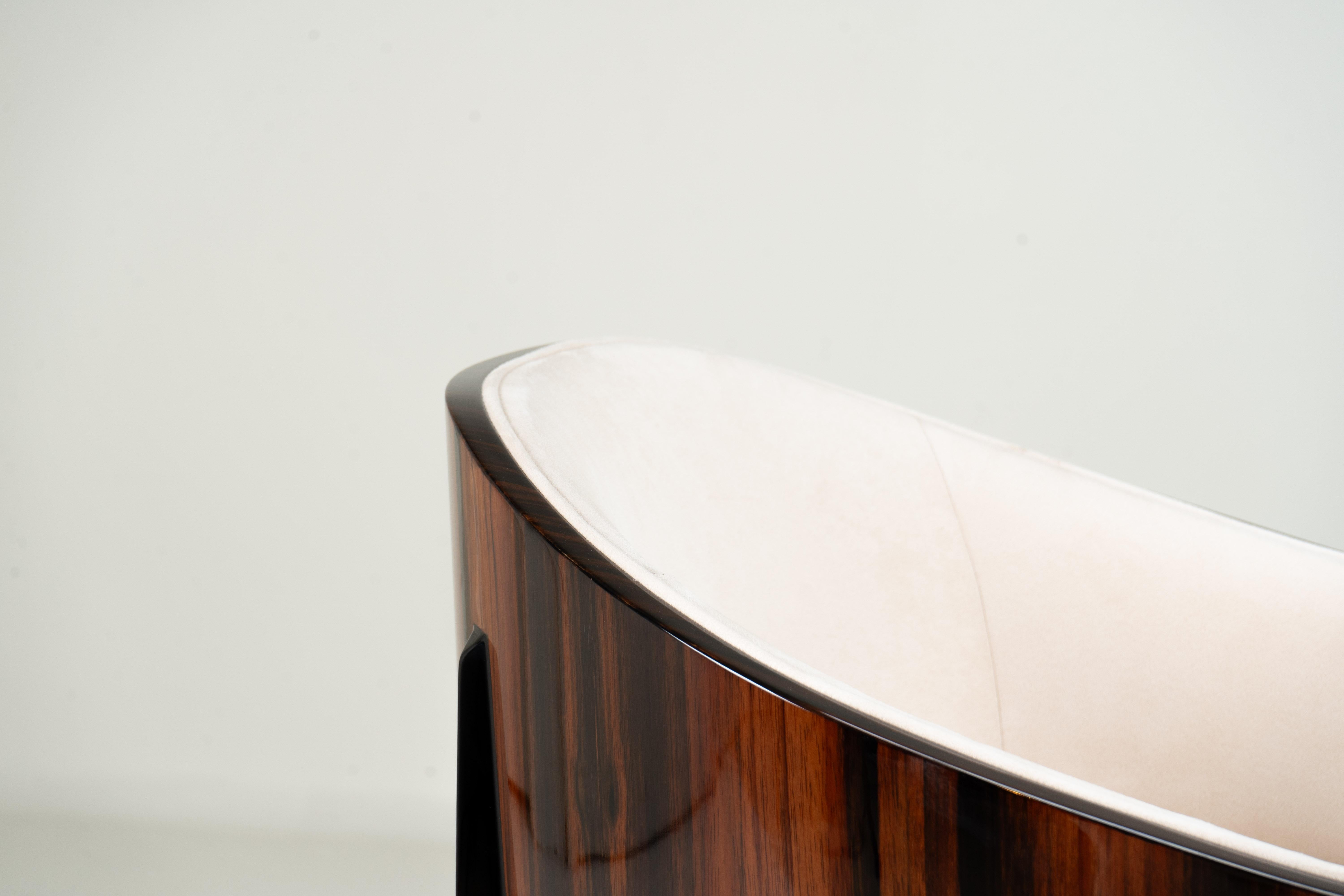 A Pair of Art Deco Style Curved-Back Lounge Chairs For Sale 3