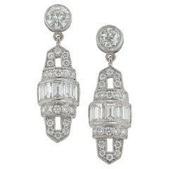 Pair of Art Deco Style Diamond Drop Earrings