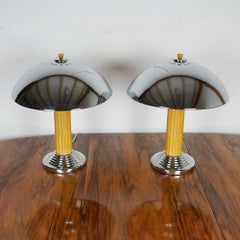 A Pair of Art Deco Style Dome Lamps Bakelite and Chromed Metal