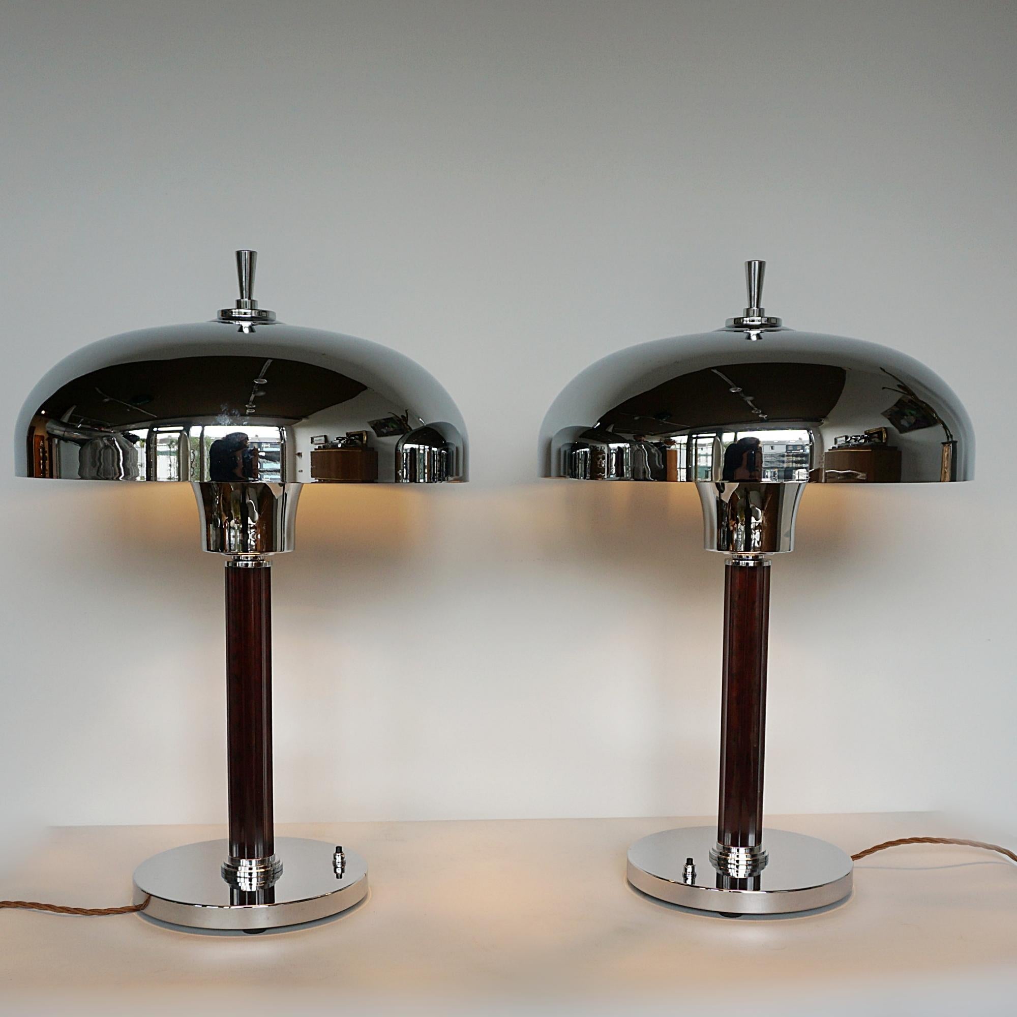 English A Pair of Art Deco Style Dome Lamps