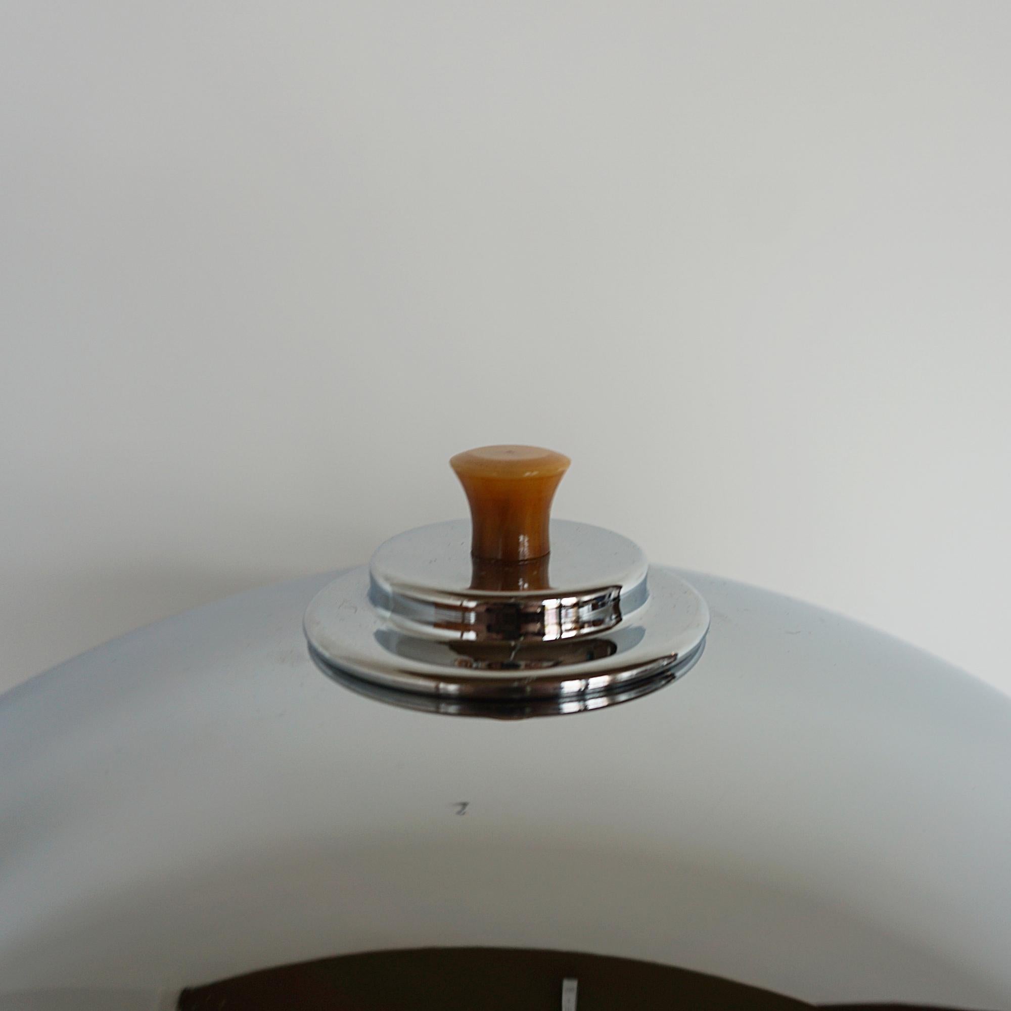 A Pair of Art Deco Style Orange Bakelite and Chrome Dome Table Lamps 2