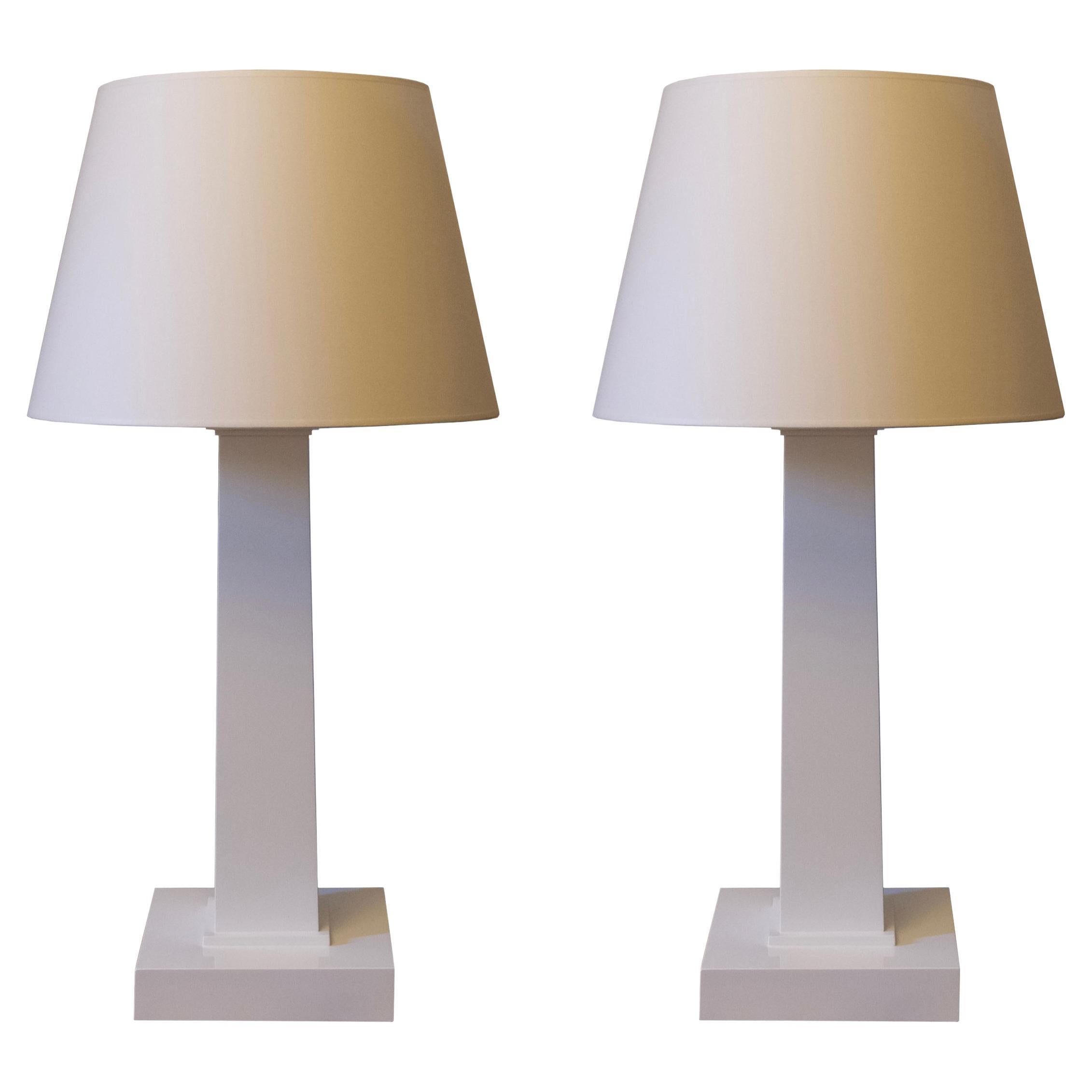 A pair of Art Deco style rectangular lamps