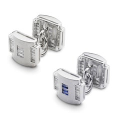 Pair of Art Deco Style Sapphire and Diamond Cufflinks