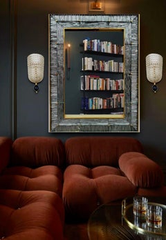 Coppia di appliques in vetro di Murano fumé e ottone in stile Art Déco