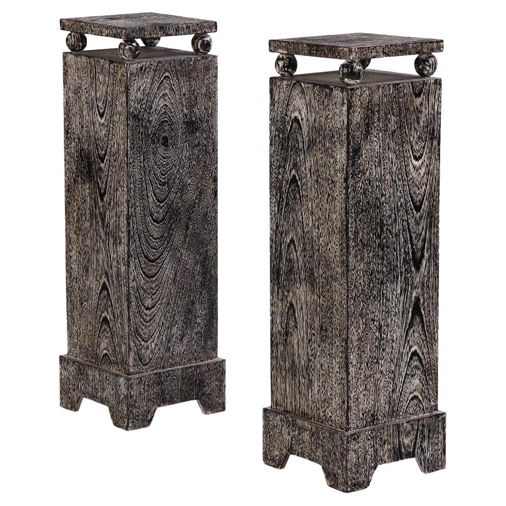 A Pair of Art Deco Style Square Cerused Oak Pedestals. For Sale