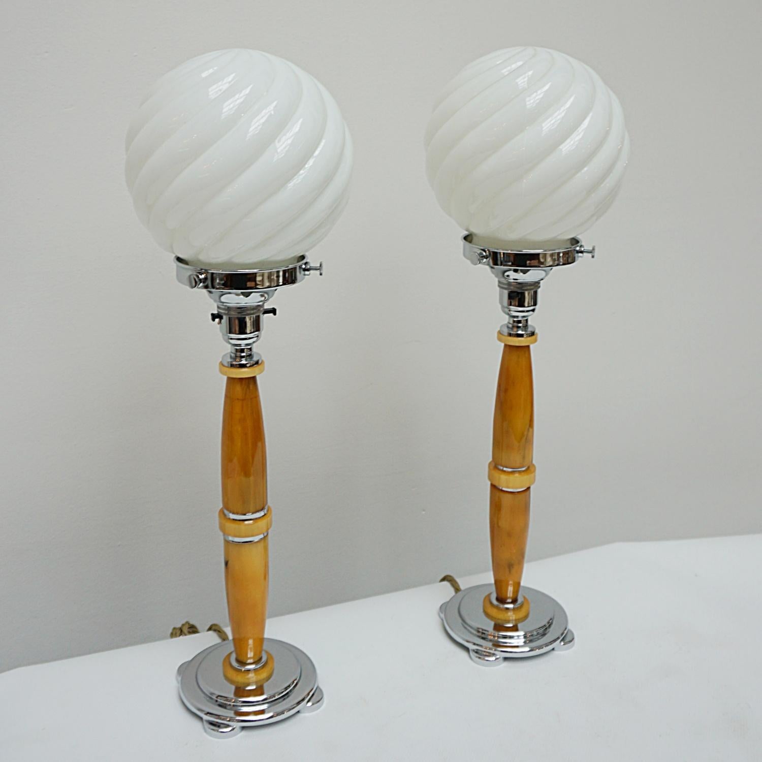 English Pair of Art Deco Table Lamps 