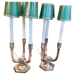 Lámparas/Candelabros de Bronce Plateado Art Déco de Época