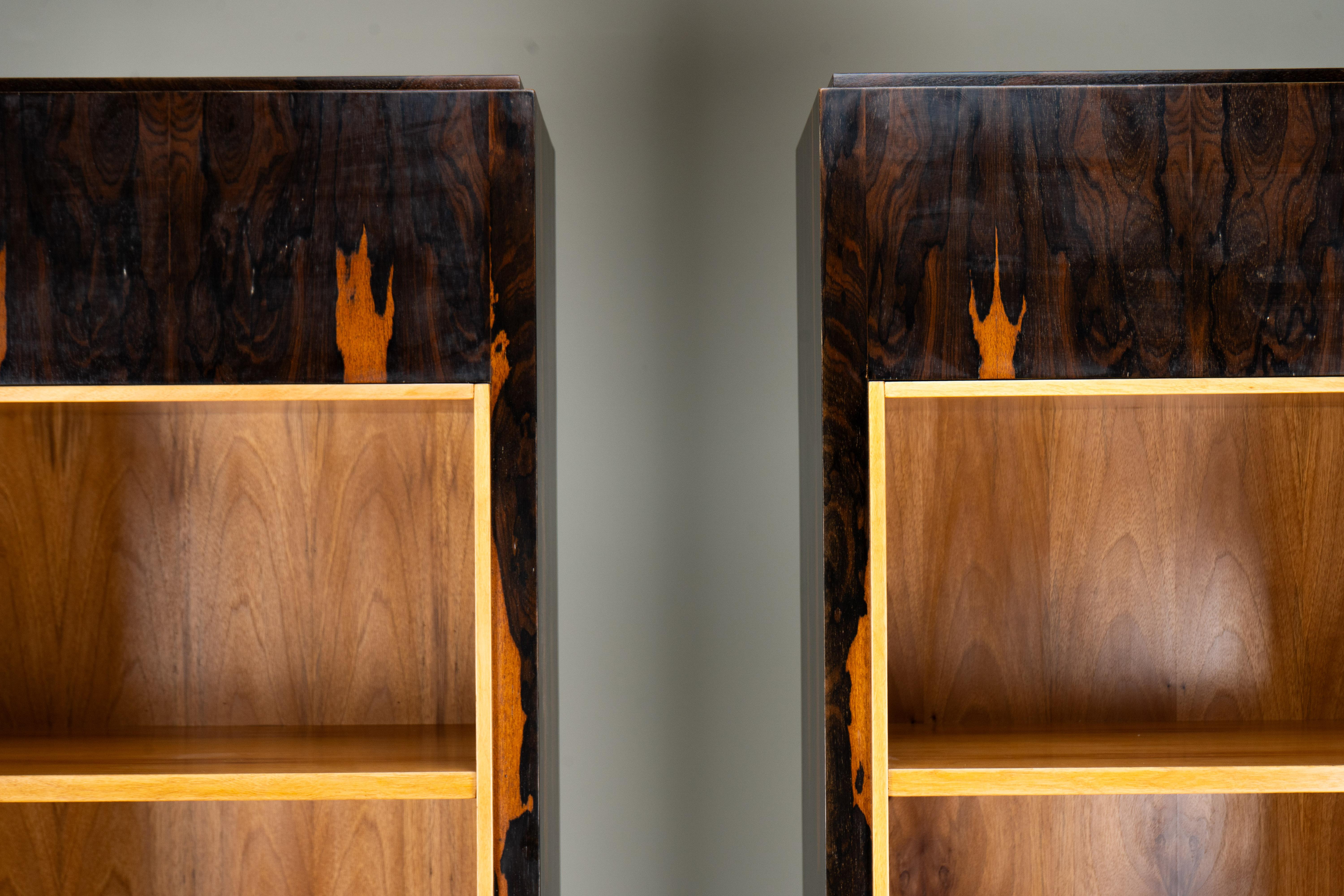 Walnut A Pair of Art Deco Tower Display Cases For Sale