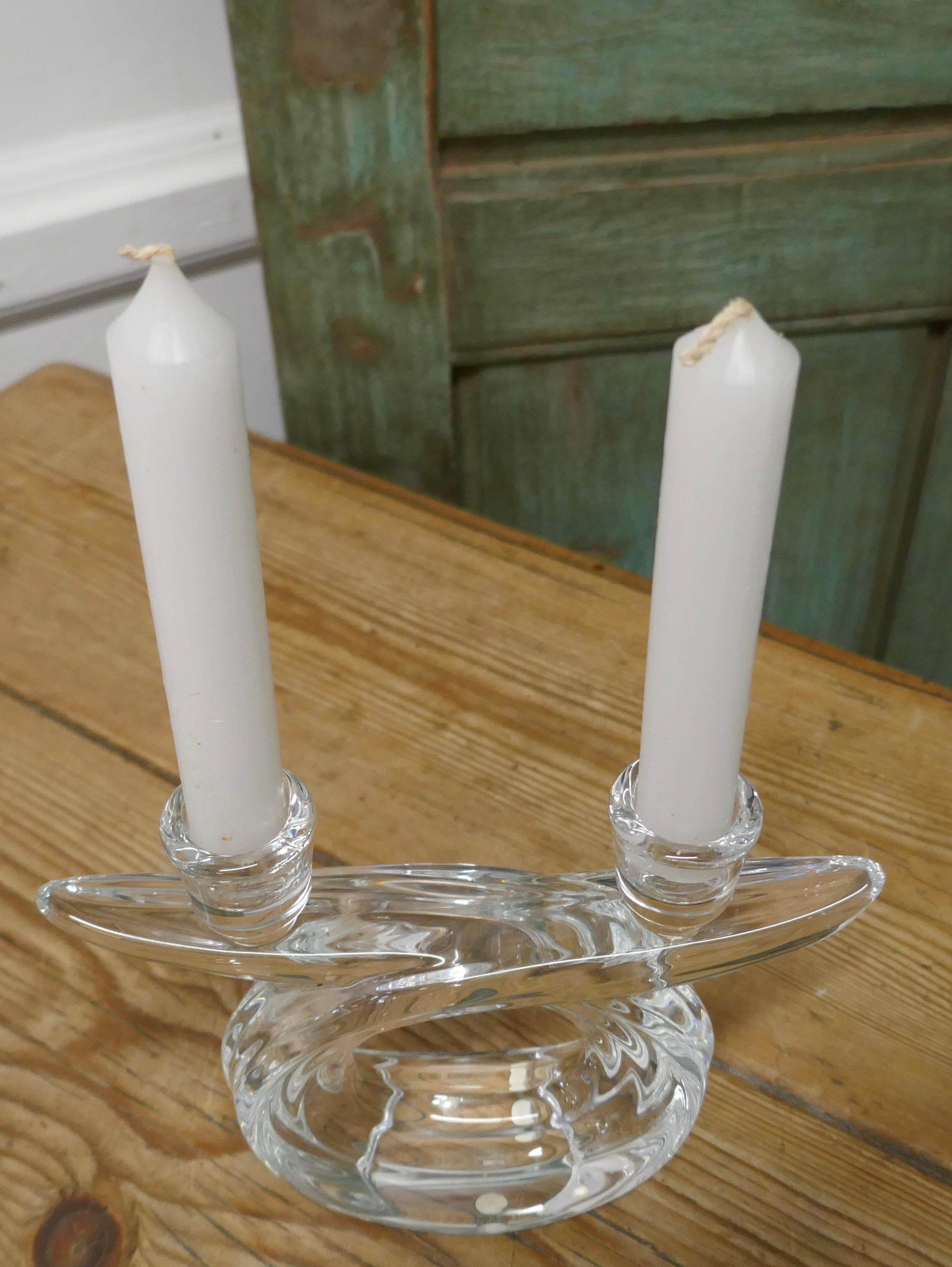 Pair of Art Deco Twin Crystal Candle Sticks In Good Condition In Chillerton, Isle of Wight
