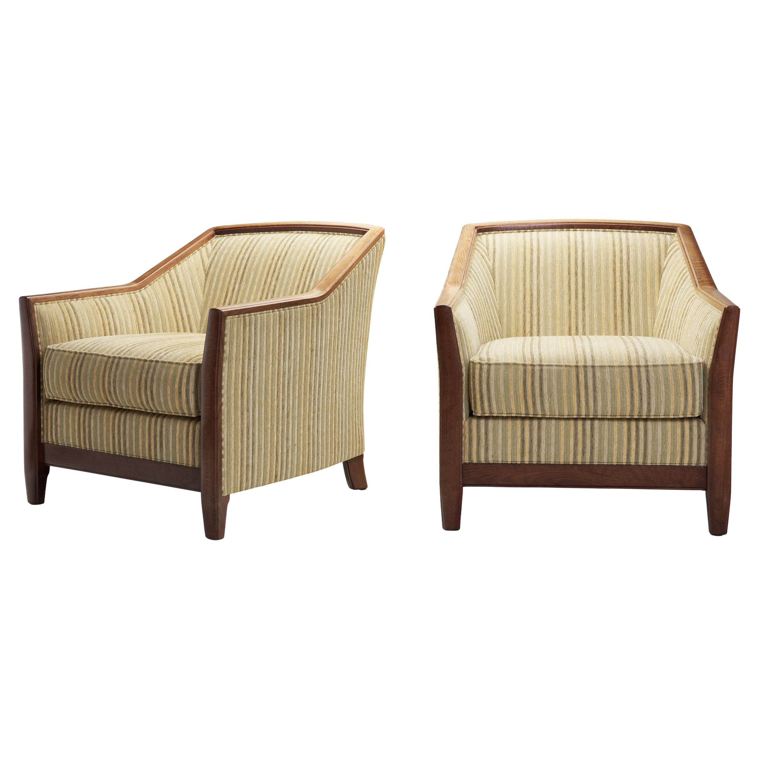 A Pair of Modernist Upholstered Armchairs by Burov, France Mid-20th century