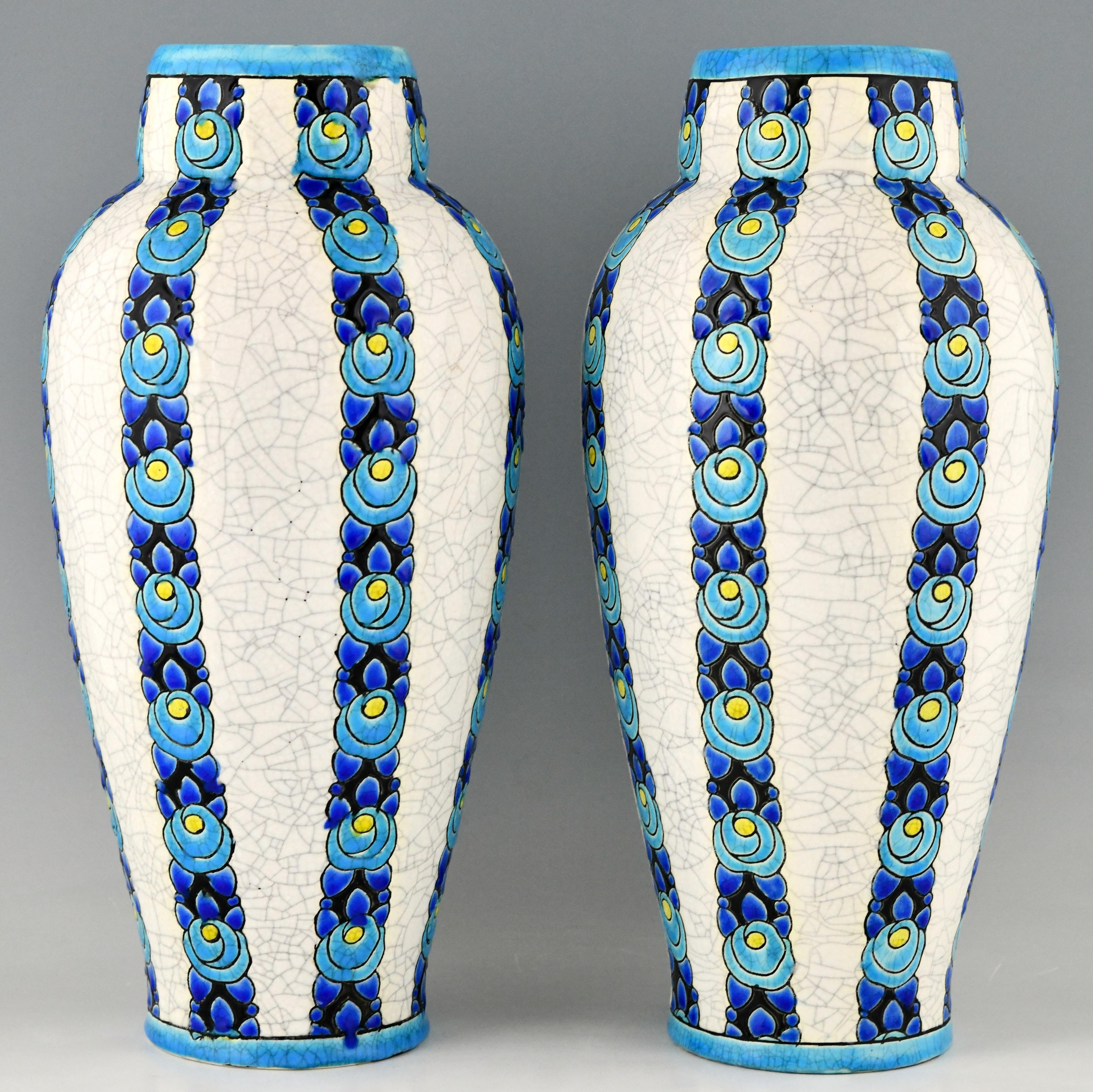 Belgian Pair of Art Deco Vases by Boch Freres Charles Catteau, Belgium, 1922