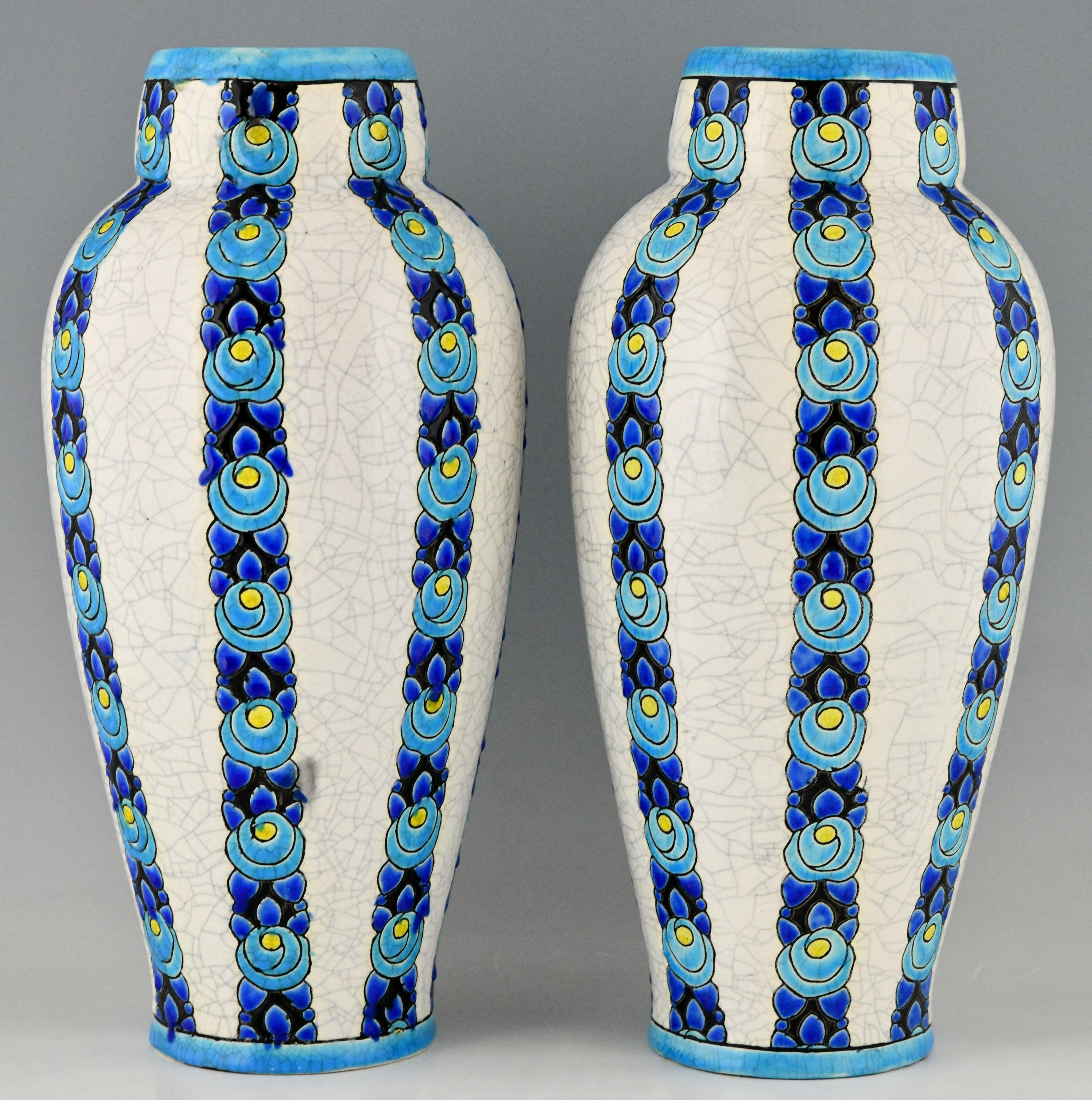 Pair of Art Deco Vases by Boch Freres Charles Catteau, Belgium, 1922 In Good Condition In Antwerp, BE