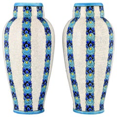 Pair of Art Deco Vases by Boch Freres Charles Catteau, Belgium, 1922