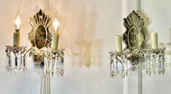 A Pair of Art Deco Venetian Glass Girandole Wall Lights