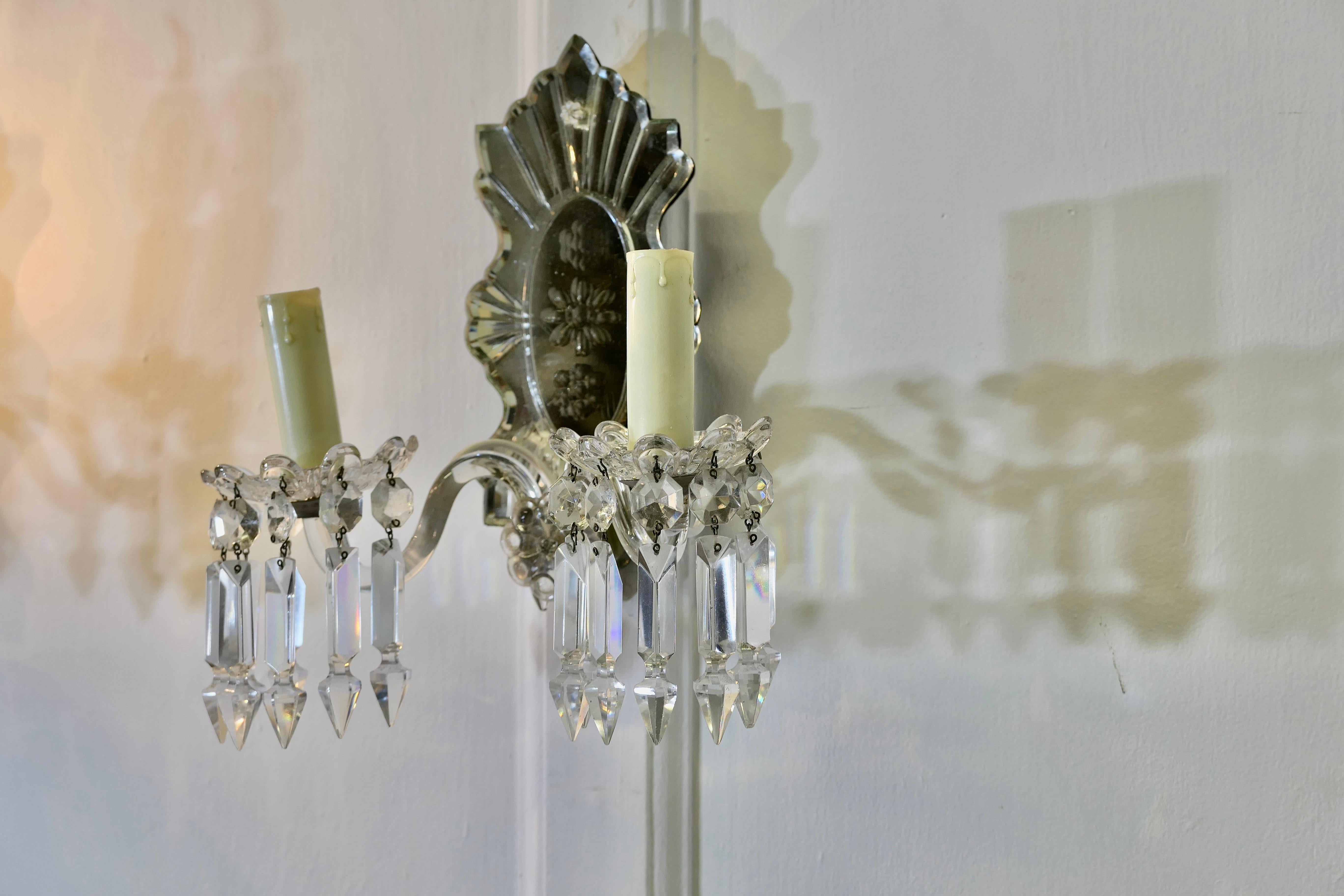 Ein Paar Wandleuchten aus venezianischem Glas Art Deco Girandole im Angebot 1
