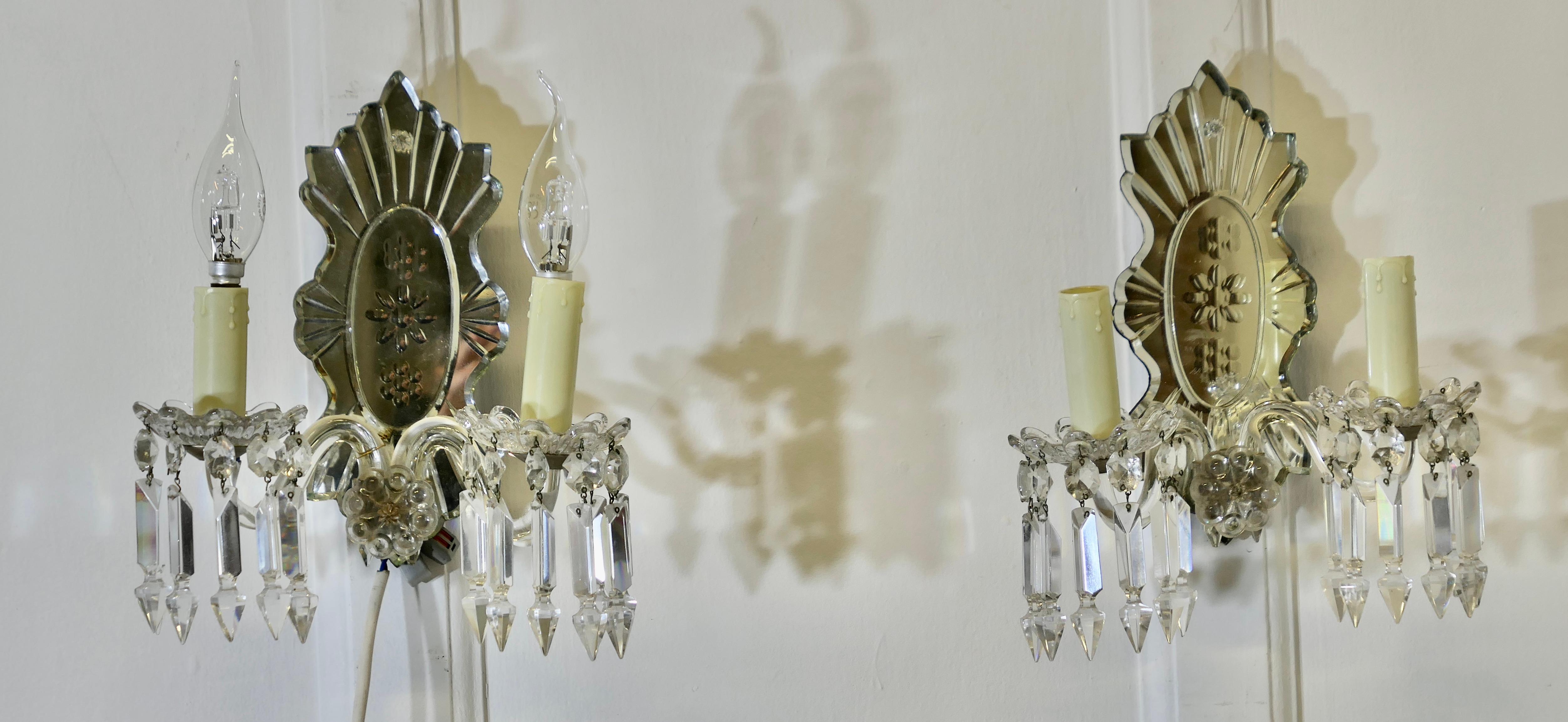 Ein Paar Wandleuchten aus venezianischem Glas Art Deco Girandole im Angebot 3
