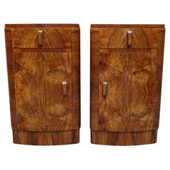 A Pair of Art Deco Walnut Bedside Cabinets