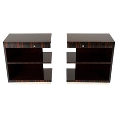 A Pair of Art Deco Walnut Side Tables