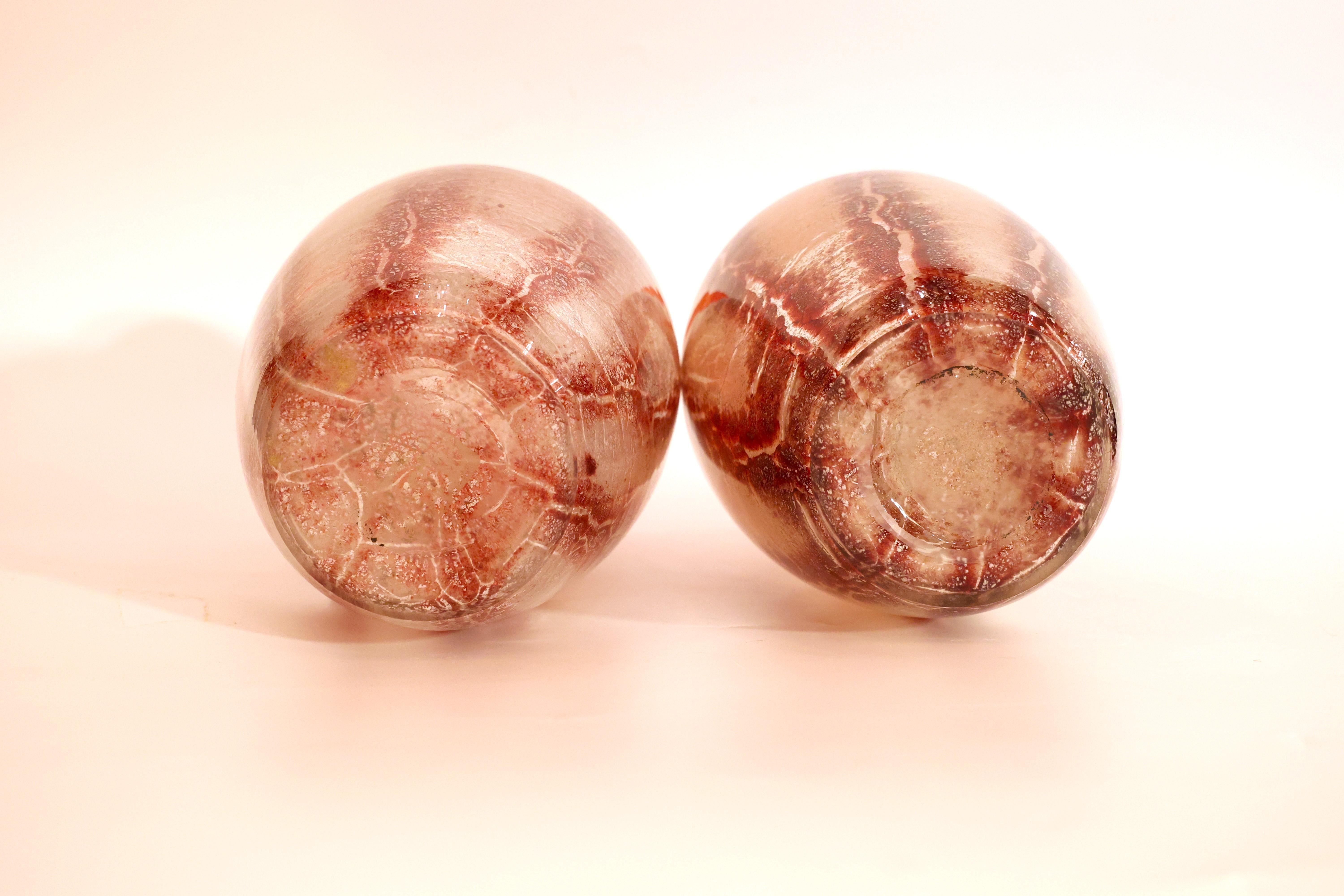 Art Glass A Pair of Art Deco WMF Ikora vases by Karl Wiedmann C. 1930 For Sale