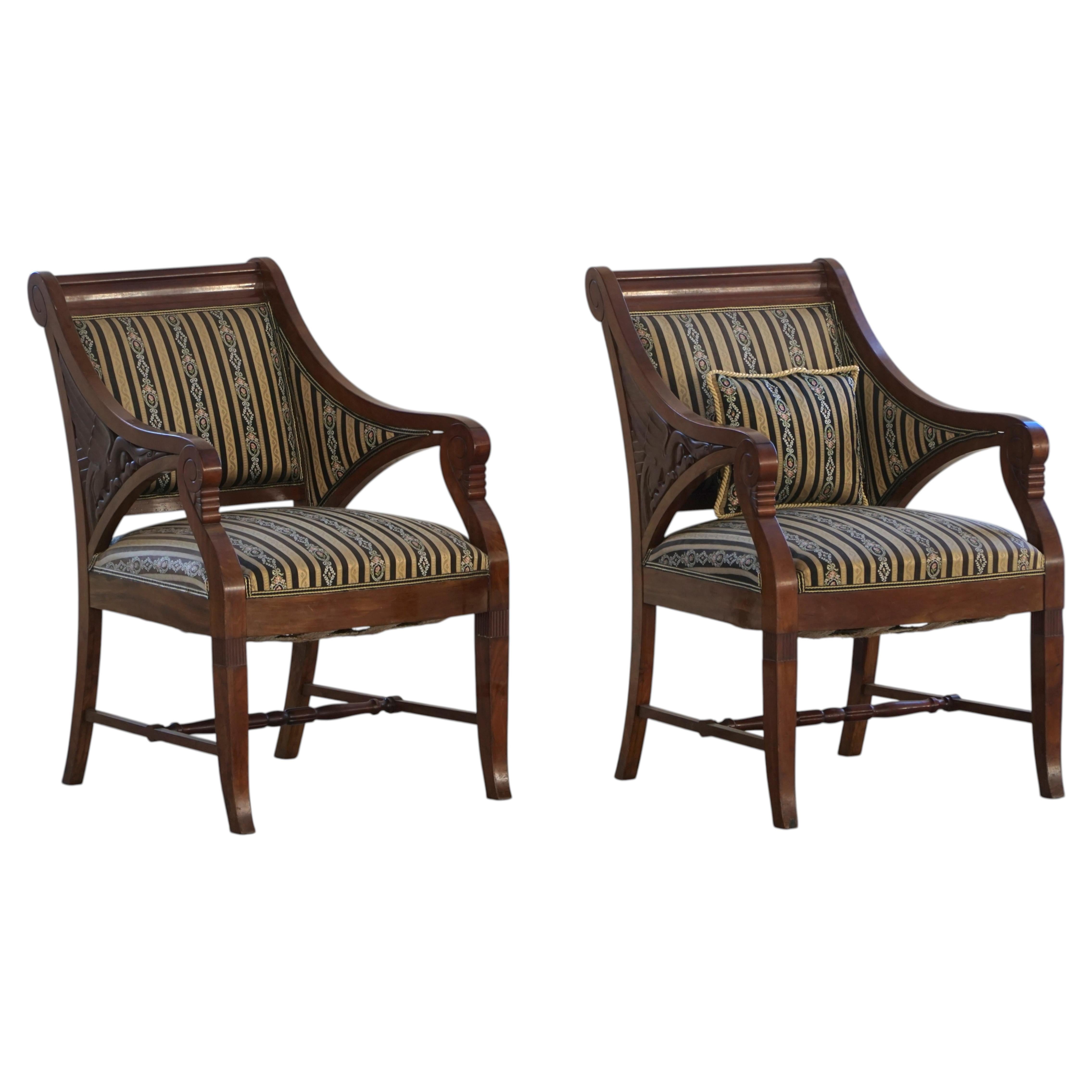 A Pair of Art Nouveau Armchairs in Mahogany, Thorvald Bindesbøll, Early 1900s