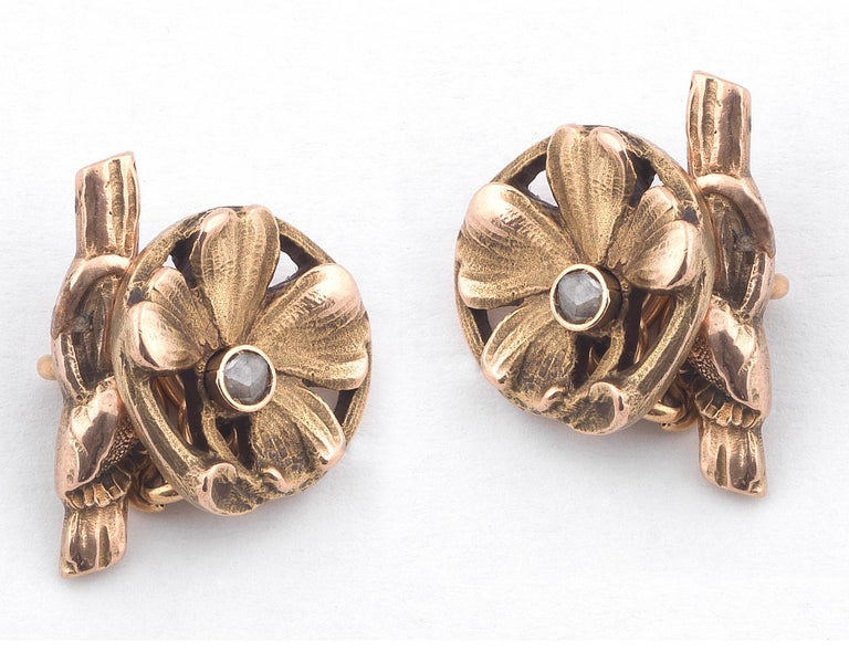 Paire De Boutons De Manchette Style Art Déco - Occasion - Couleur Marron