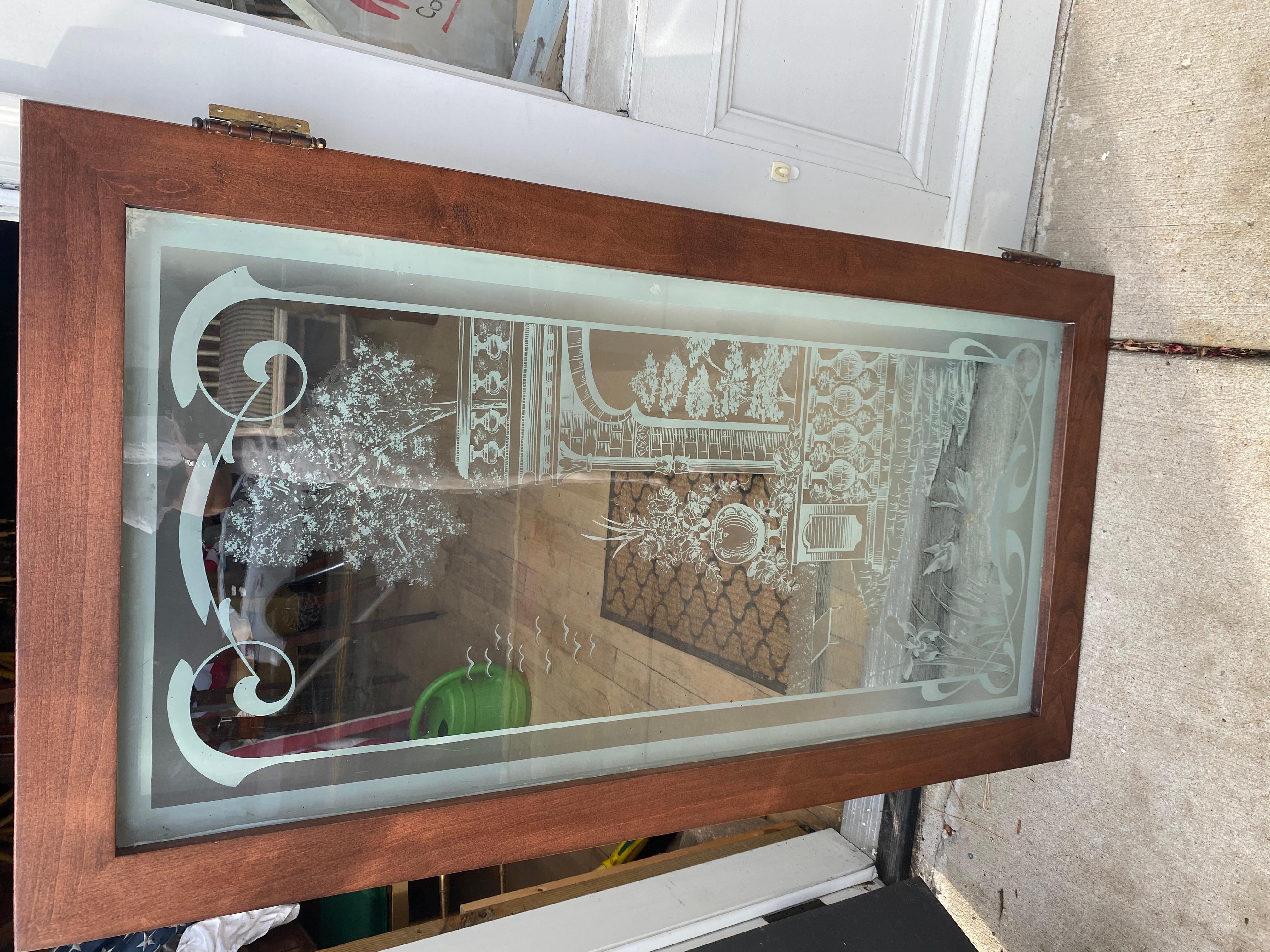 A Pair of Art Nouveau Style Etched Glass Windows 19th Century depicting swans. For Sale 8