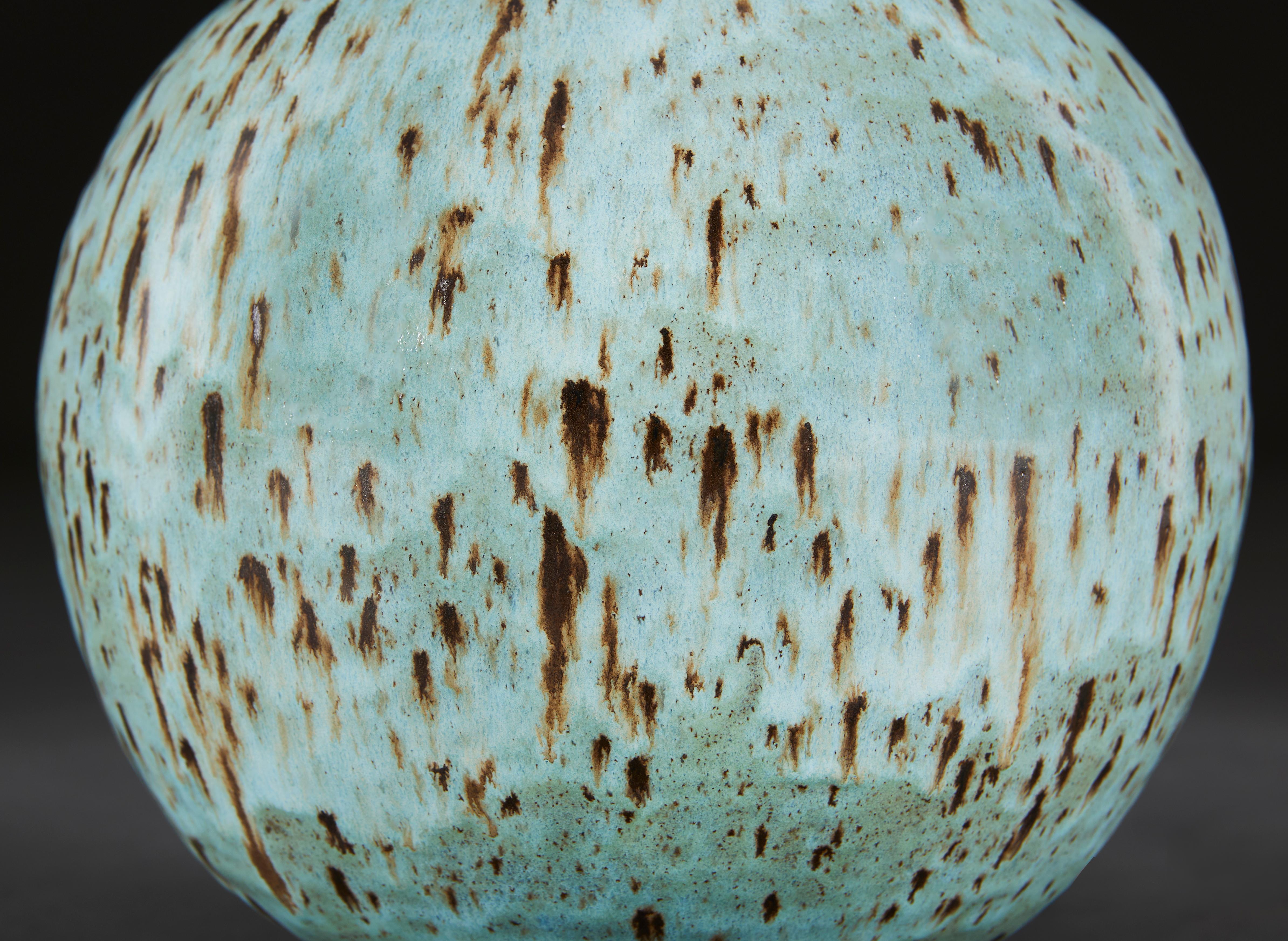 Paire de jarres de lune turquoise en poterie d'art utilisées comme lampes Neuf - En vente à London, GB