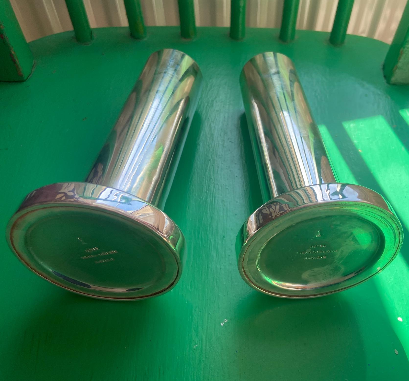 Italian pair of Arthur Krupp re-silvered 1950s Soliflore vases attributed to Gio Ponti. For Sale