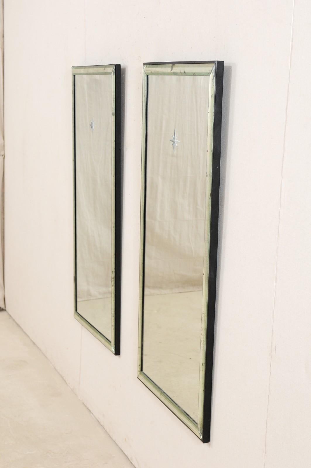 A Pair of Artisan Hand-Crafted Silver Églomisé Starburst Mirrors, 4 Ft Tall 5