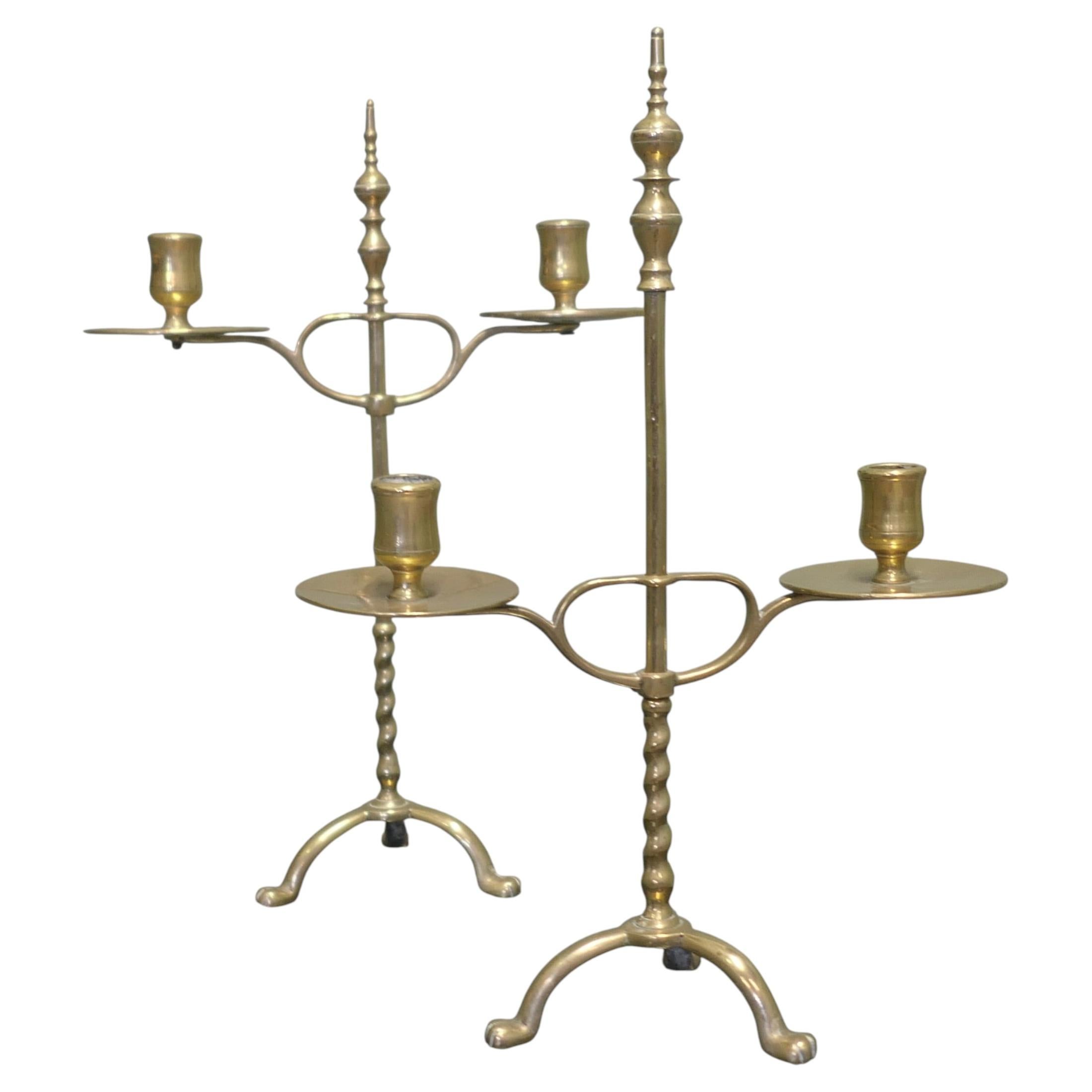 A Pair of Arts and Crafts Adjustable Brass Students Lights For Sale