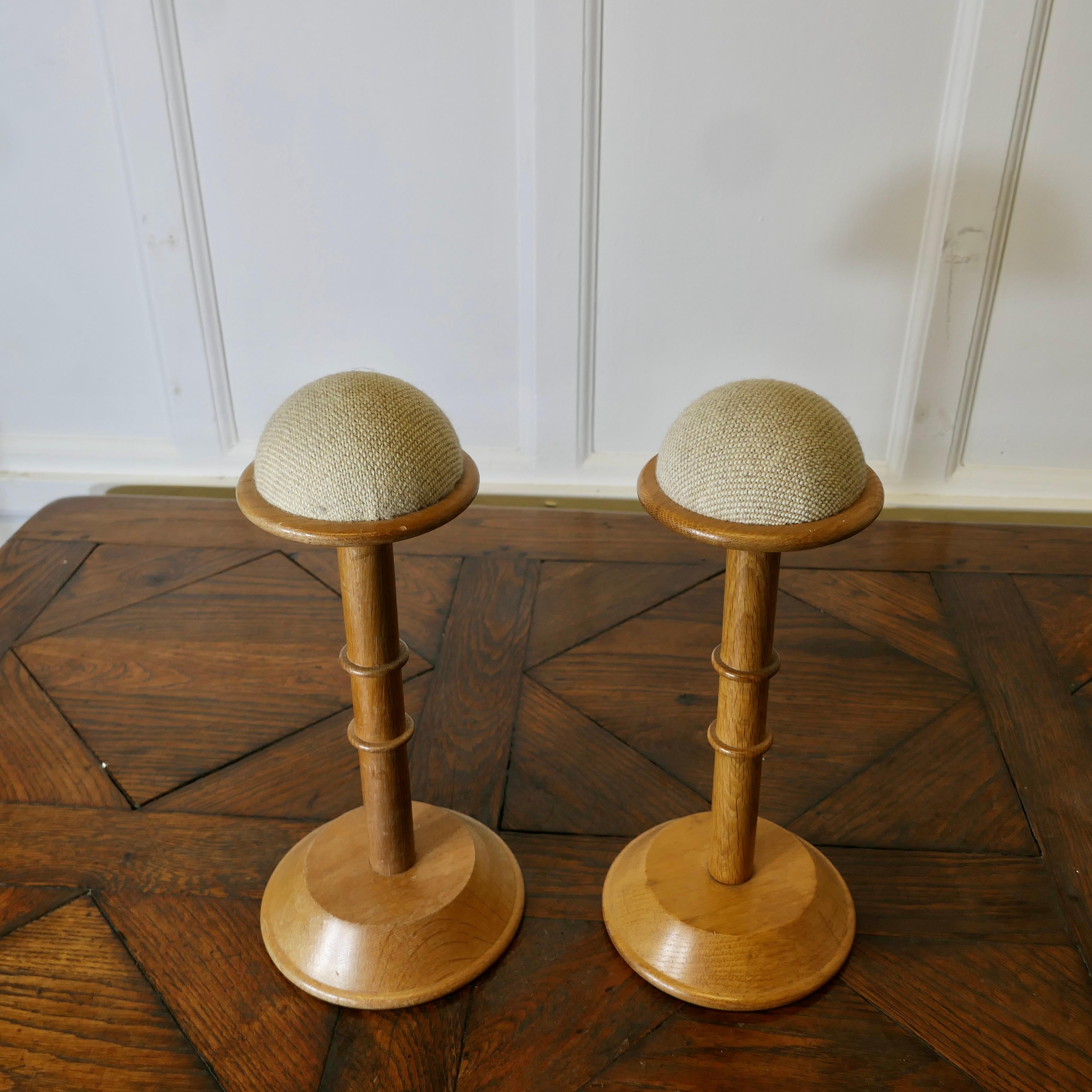 Early 20th Century A Pair of Arts and Crafts Golden Oak Hat Stands Shop Display For Sale