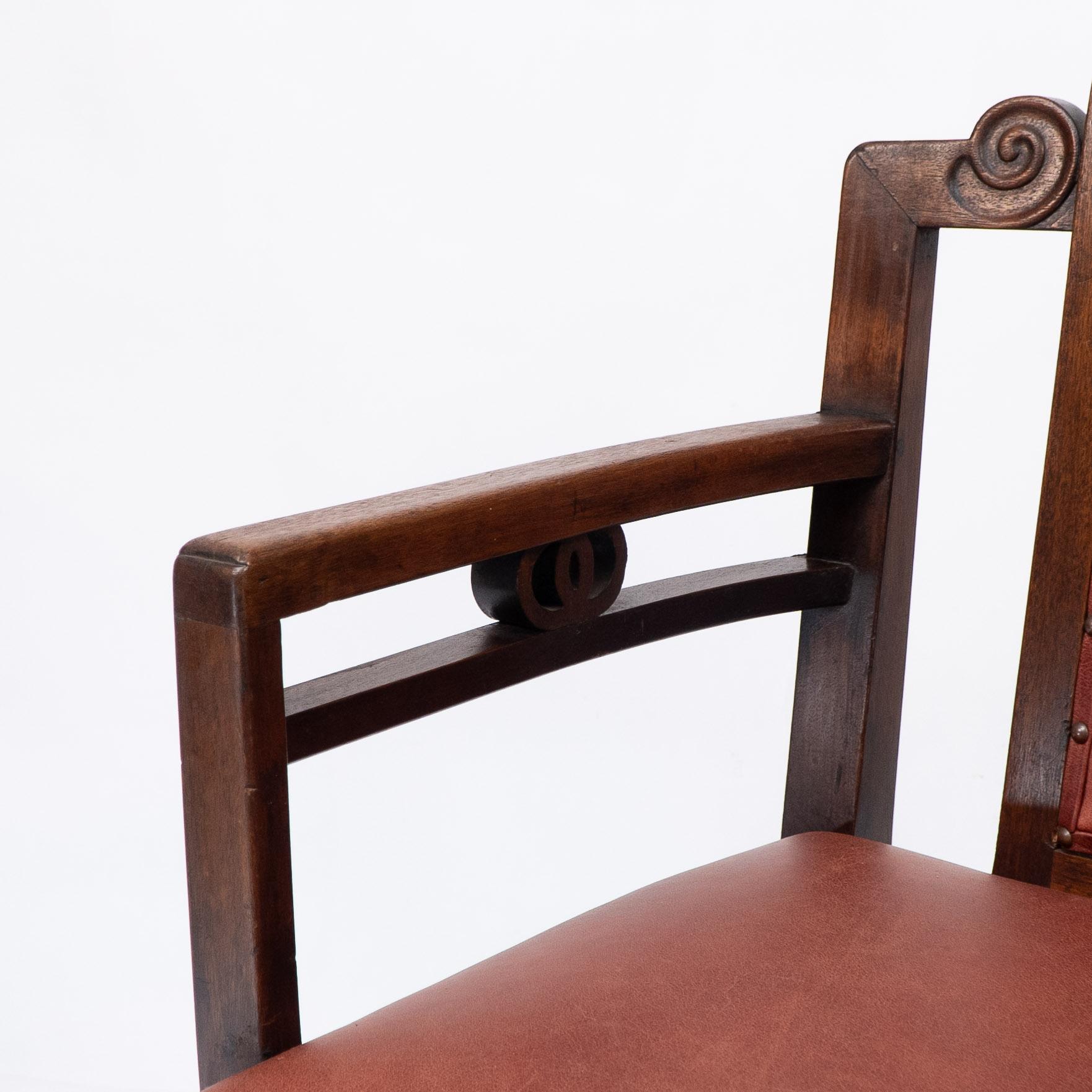 Sir Frank Brangwyn attr. Paar Arts and Crafts-Mahagoni-Sessel im chinesischen Stil im Angebot 2