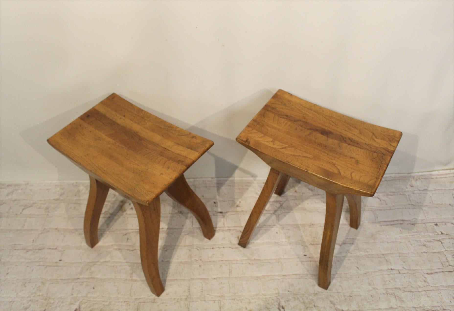 Arts and Crafts Pair of Arts & Crafts Style Wooden Stools