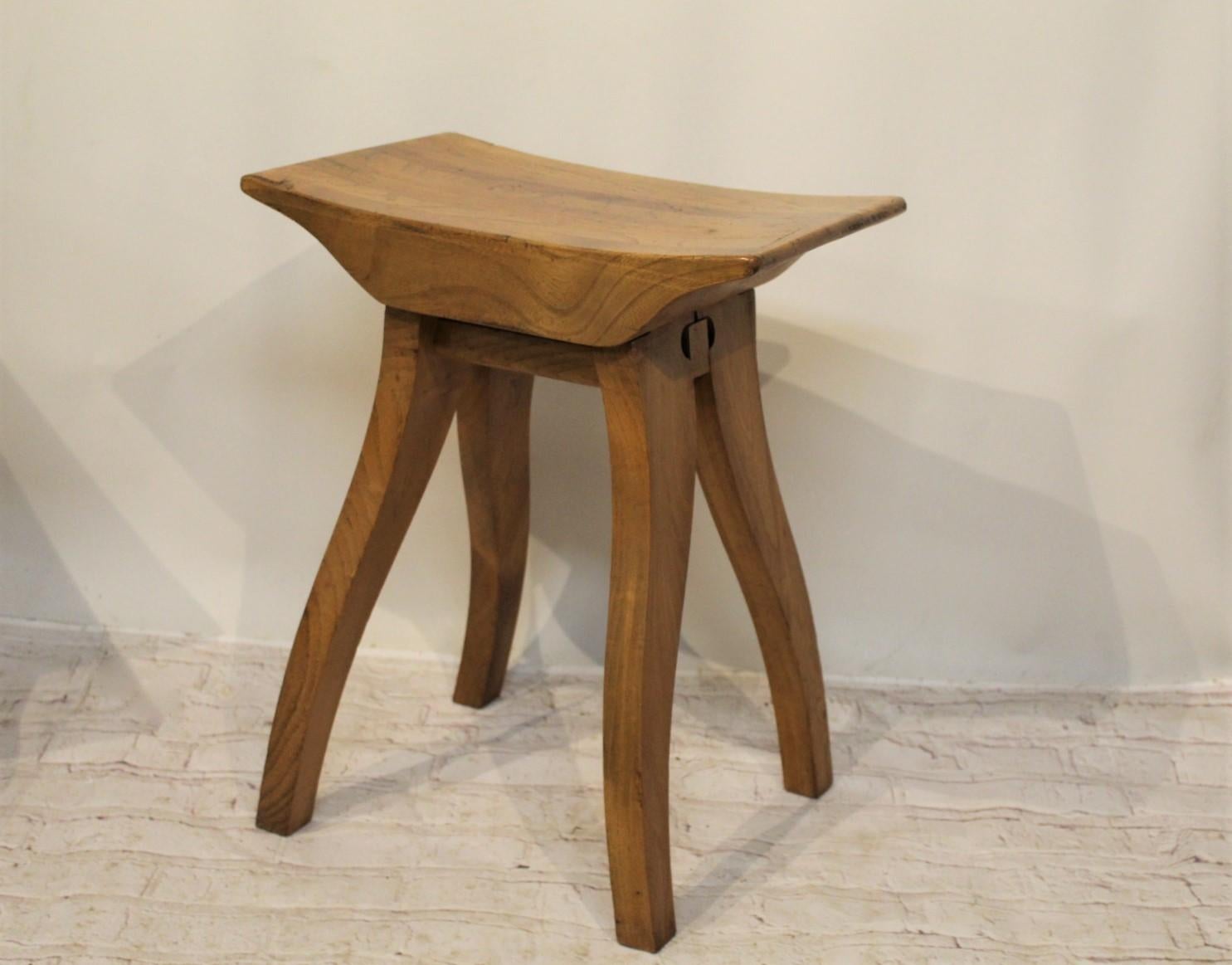 English Pair of Arts & Crafts Style Wooden Stools
