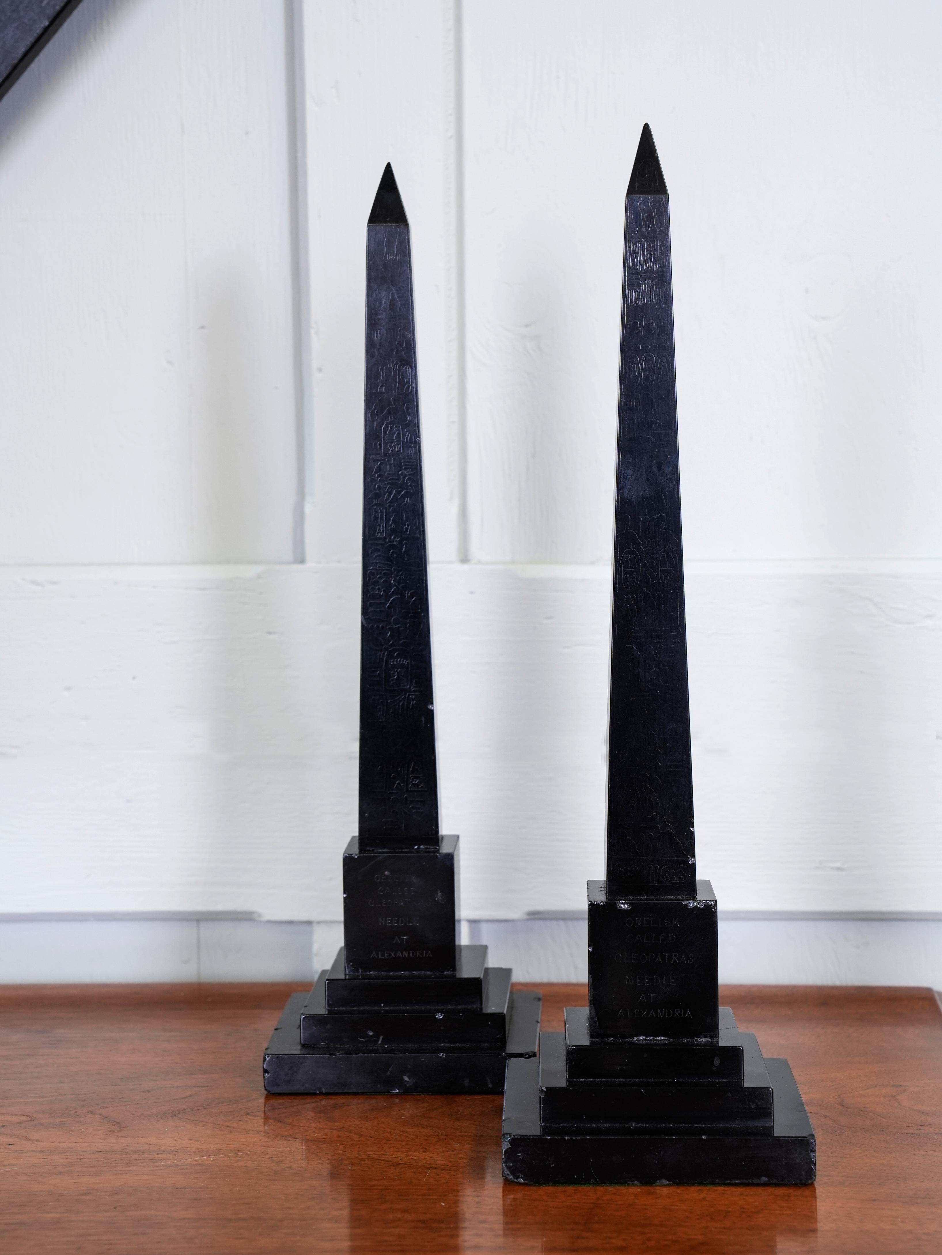 19th Century Pair of Ashford Marble Obelisks