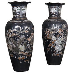 Pair of Asian Composite-Material Vases
