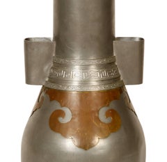 Pair of Asian Pewter and Brass Lamps