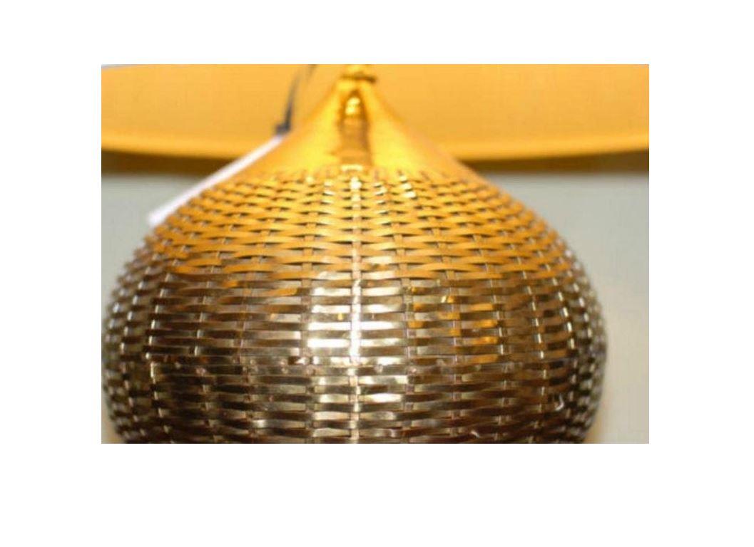 Pair of Asian Style Brass Woven Table Lamps In Good Condition In Locust Valley, NY