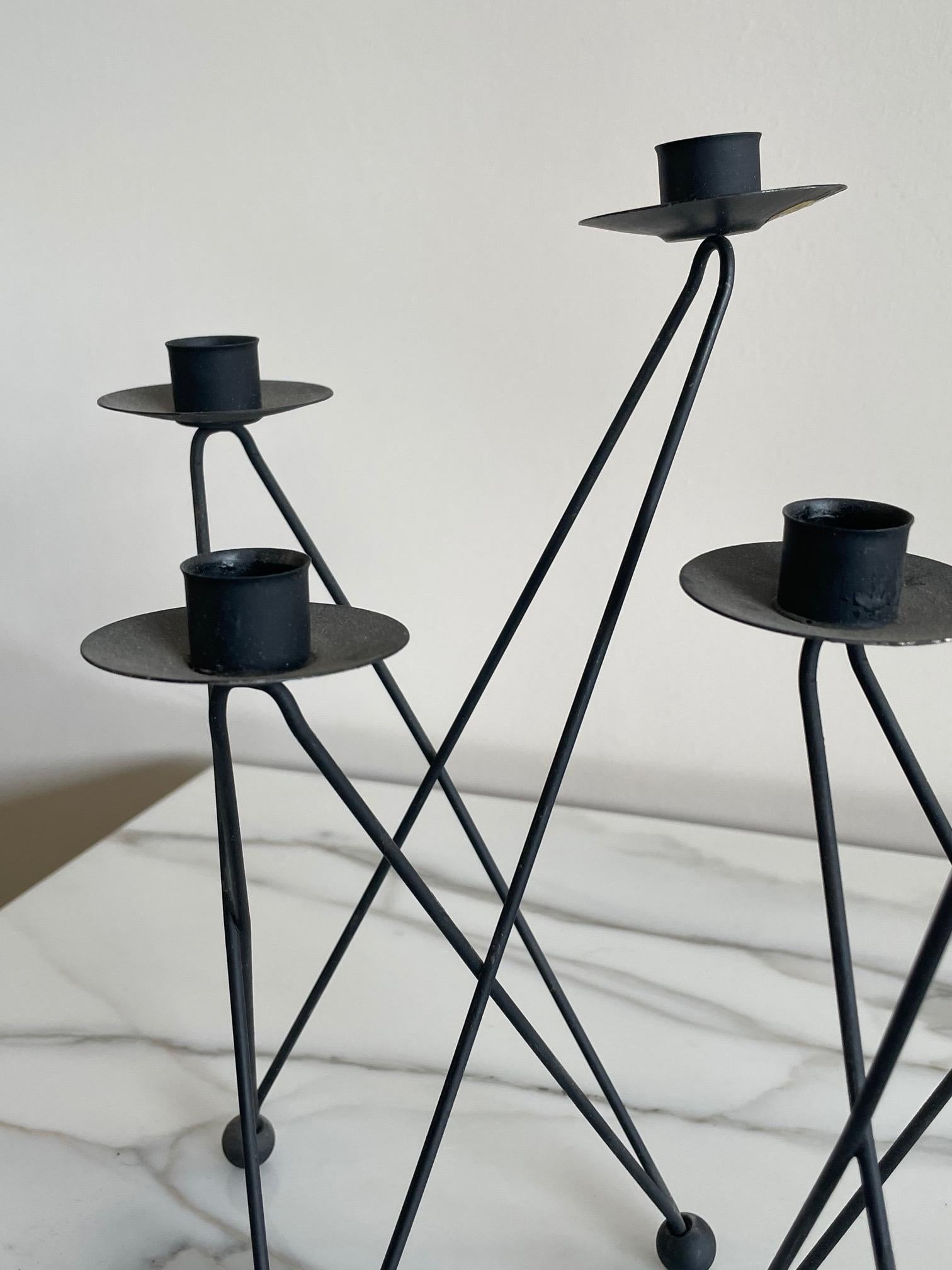 Pair of Atomic Candleholders by Architect Victor Bisharat In Good Condition For Sale In St.Petersburg, FL