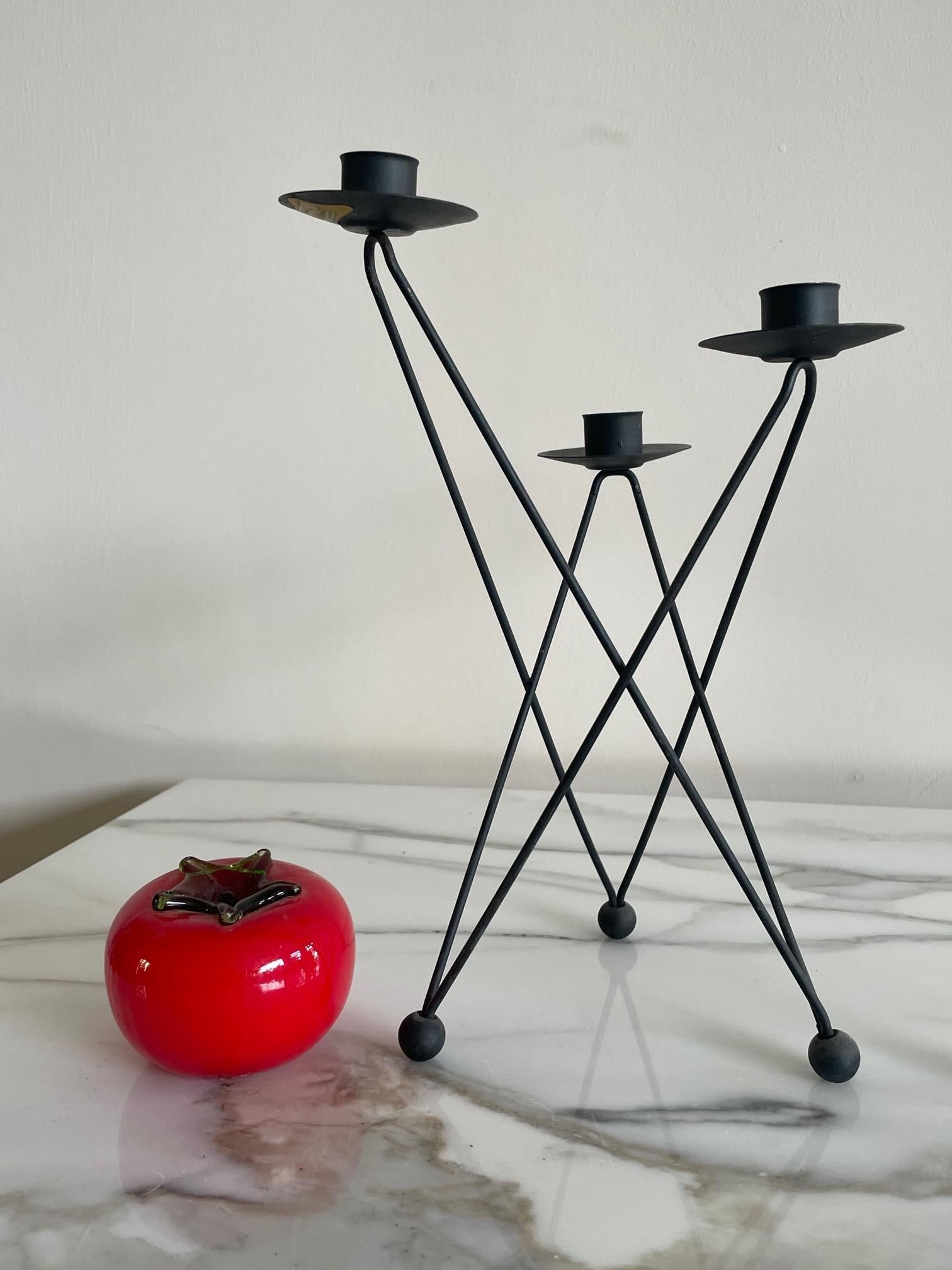 Pair of Atomic Candleholders by Architect Victor Bisharat For Sale 1